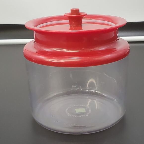 Vintage Tupperware Counterparts Container II 3 3/4C Clear w/Red Push Button Lid - Picture 1 of 7